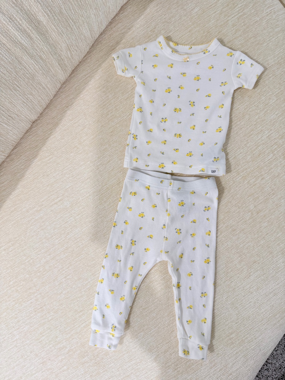 GAP White and Yellow Floral Kids Pajama Set